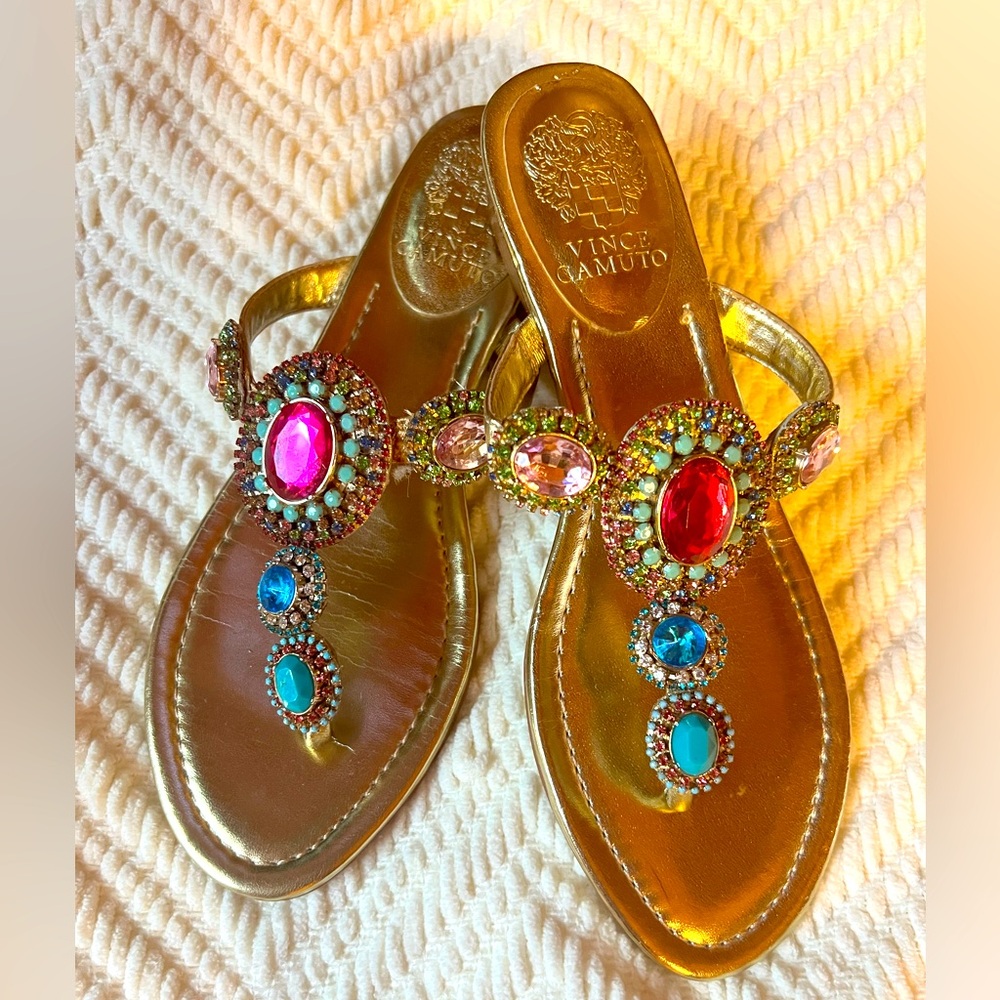 Vince Camuto gold and jeweled sandal